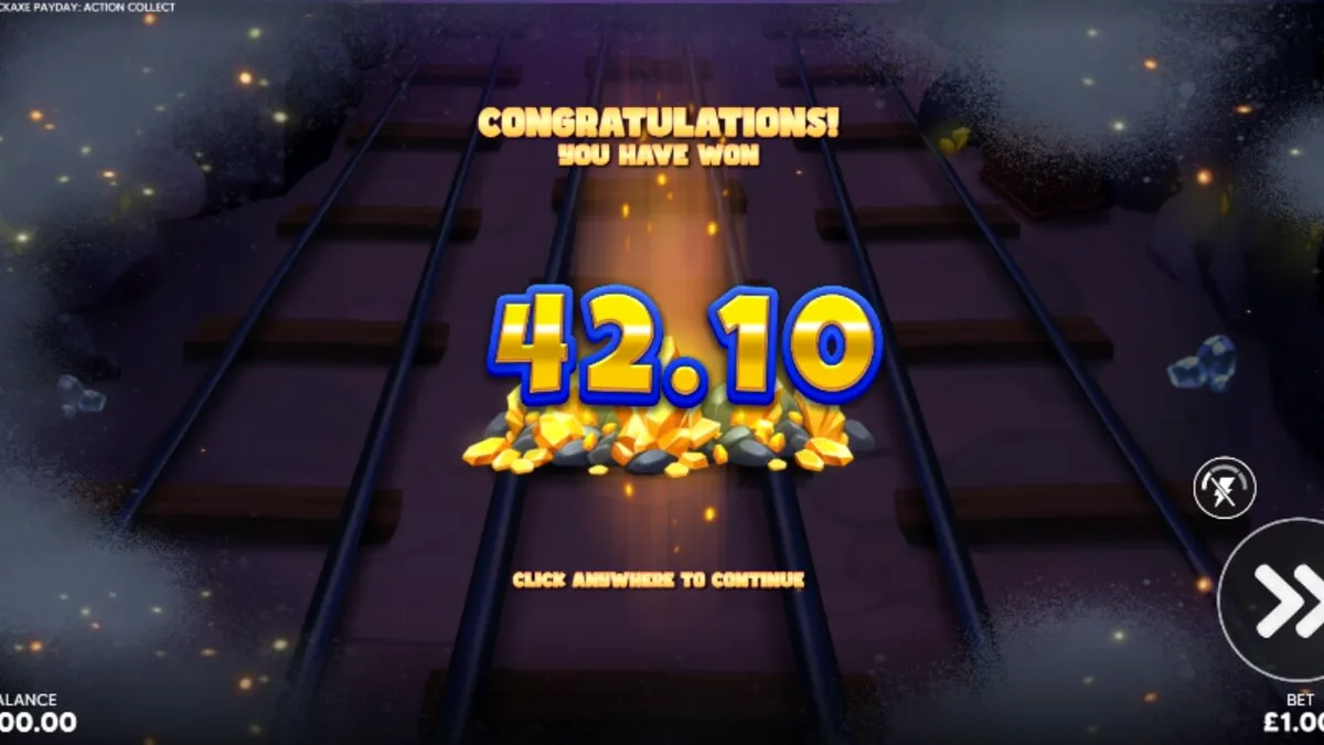 Tampilan visual slot Pickaxe Payday dengan tema penambangan emas