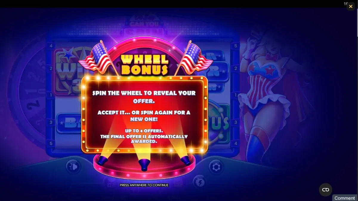 Tampilan visual slot Oh Say Can You Spin dengan tema patriotik
